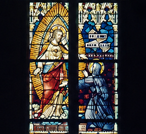 Sainte Marguerite-Marie Alacoque devant le Sacré-Cœur